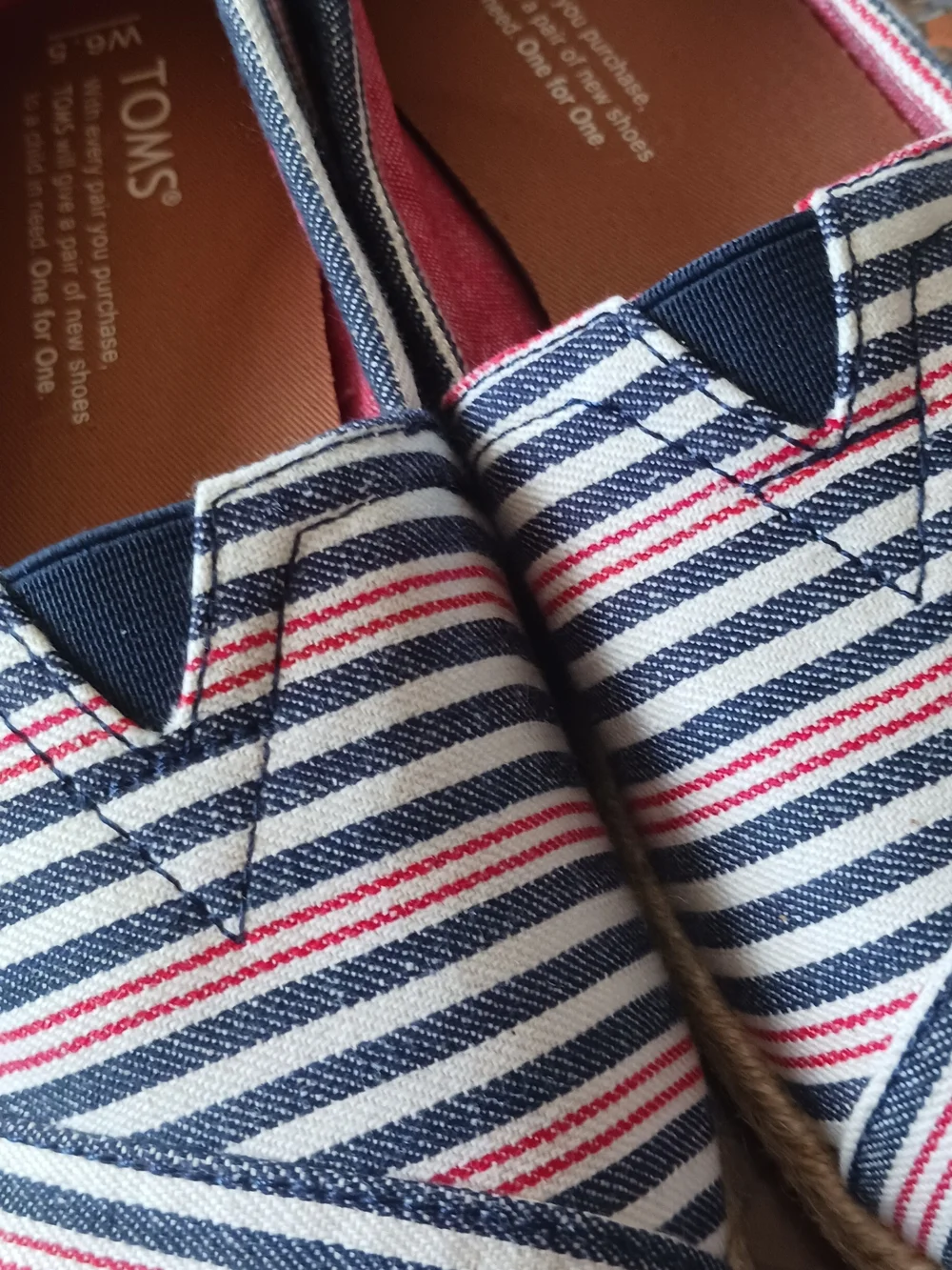 Toms Women's Navy, White & Red Striped Espadrille Slip-Ons